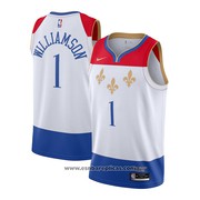 New Orleans Pelicans Zion Williamson NO 1 City 2020-21 White Jersey