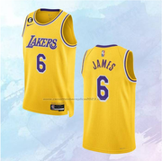 NO 6 LeBron James Jersey Los Angeles Lakers Icon Yellow 2022-23
